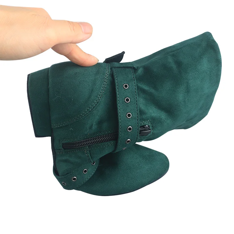 Wedopus 26 Colors Customized Heel Dance Ankle Boots Women Suede Dark Green Ballroom Dance Boots Soft Suede Sole