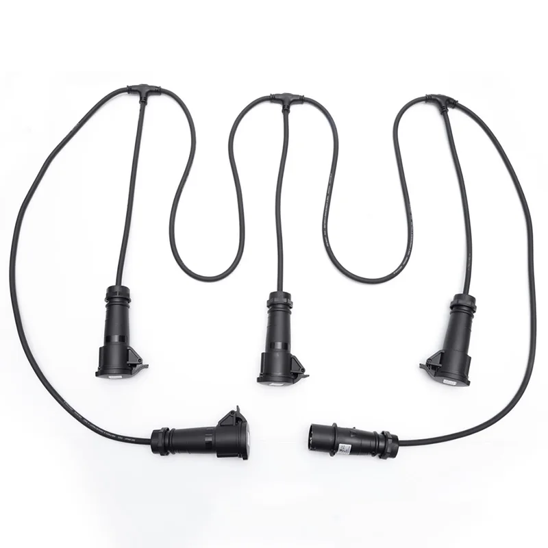 16A 2P+E Stage Spider Cable, 1 to 4 Industrial Power Splitter, 220-250V IP44 IEC 60309 Plug to 4 Sockets for Live Events