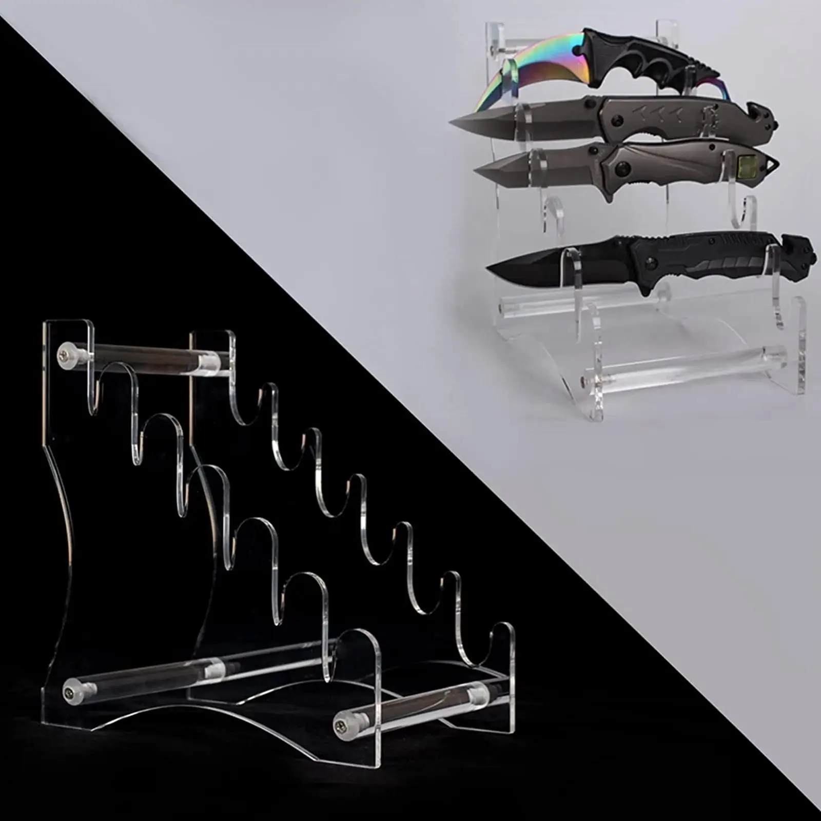 

Acrylic Knife Holder Storage Rack 8.3x5x8.6inch Transparent for Collection Room Accessories Versatile Durable Lightweight
