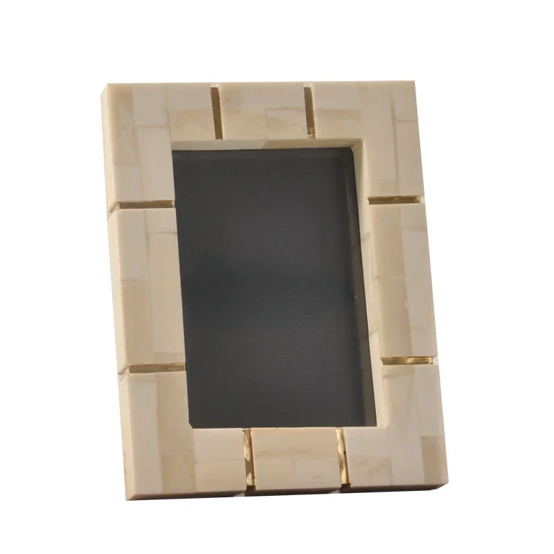 

Ox Bone Stitching Photo Frame White High-Grade Simple Picture Frame High-End Affordable Luxury 7-Inch Sample Room Decoration