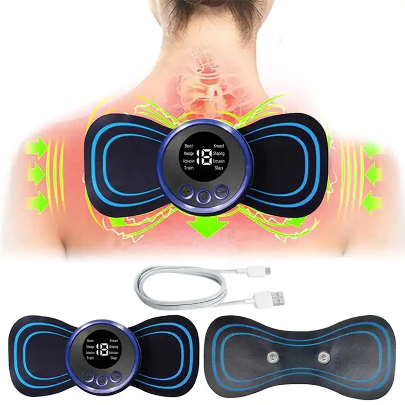 EMS Neck Massager Mini Cervical Back Muscle Pain Relief Patch Massageador Stimulator Mat Portable Leg Body Health Care Tool