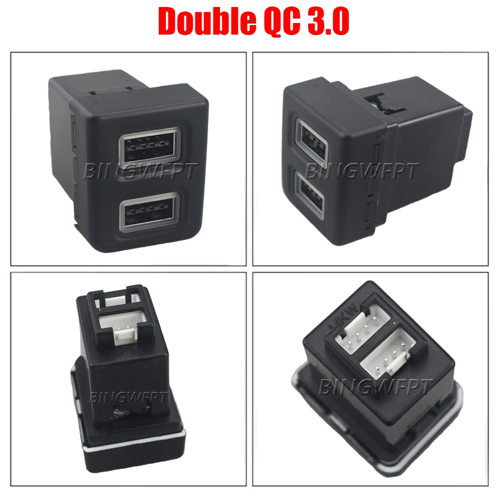High Quality Car Quick Charger Red Light Dual QC3.0 USB Interface Socket For Volkswagen Multivan T5 2003-2007 2009-2015