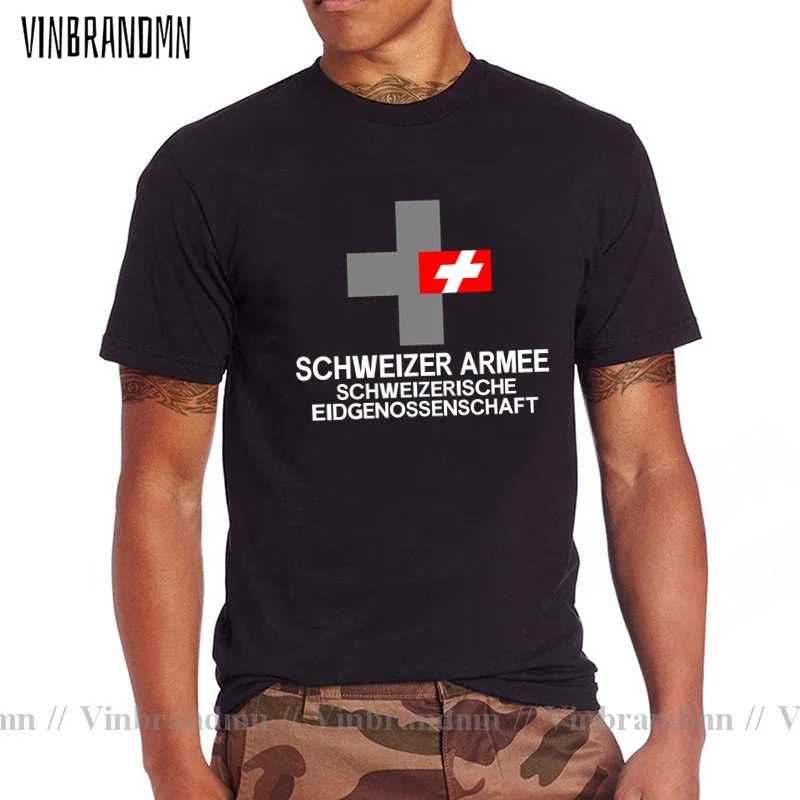 Army Swiss Confederation Switzerland CHE CH Confoederatio Helvetica t shirt new Tops Short sleeve Tactical Military country Tees