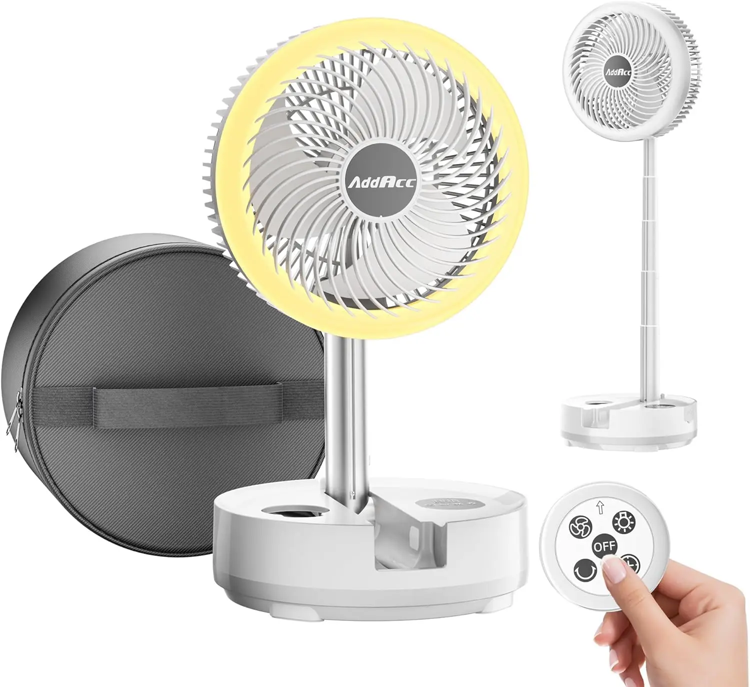 

40000mAh Portable Rechargeable Fan, 106H Run, 8 Speeds Oscillating with Timer & Light for Travel Camping