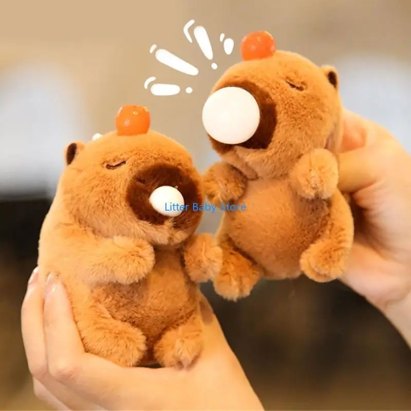 N80C Cartoon Capybara Leuke Pluche Sleutelhanger Tas Ornament Vrouwen Handtas Decoraties School Student Rugzak Mooie Harige