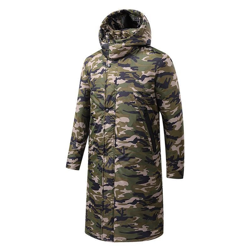 Winter Camouflage Men's Long Knee Thick Cotton Jacket Outdoor Cold Insulation Jacket