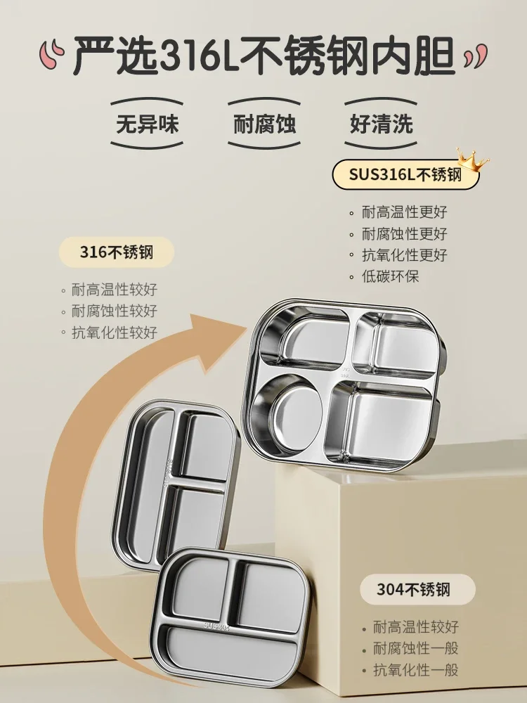 Portapranzo elettrico in acciaio inossidabile per impiegati con isolamento termico e portaprimi per studenti Portapranzo in acciaio inossidabile