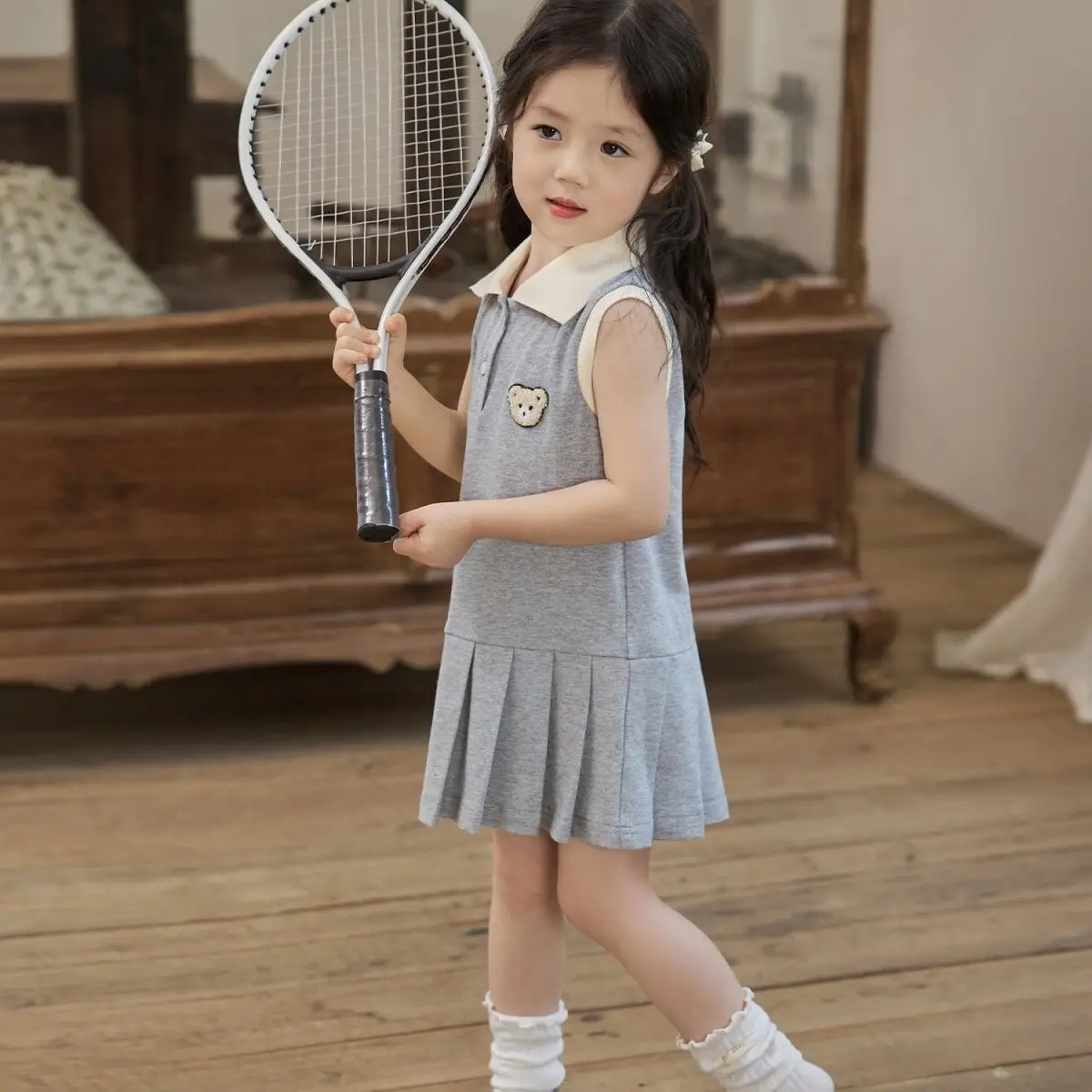 

Girls Tennis Dress Dress New Summer Baby Stylish Vest Polo Princess Dress Outer Wear Casual Simple Sportswear Casual Dresses