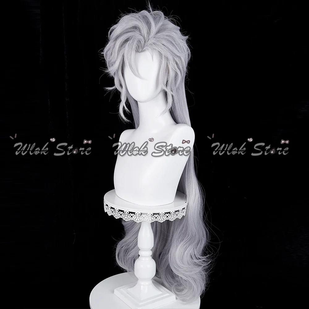 ゲーム愛とディープスペース シルス コスプレウィッグ シルバーウィングス 90CM ロング グレーヘア 男女兼用 ハロウィンパーティー 耐熱性合成ウィッグ