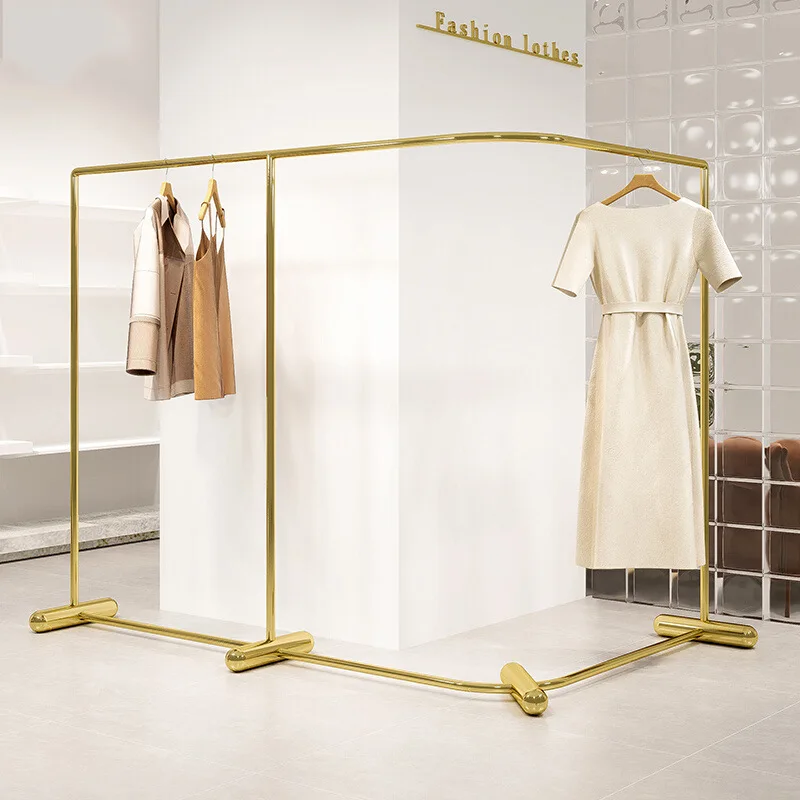 Clothing store display rack Stainless steel titanium curved hanger Nakajima display rack for men's and women's children's clothi