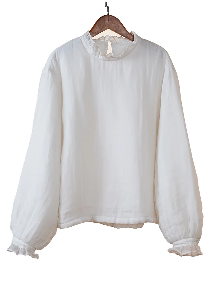 Feminino longo sve algodão irt thiened casual solto sle primavera outono inverno fiel versátil ne design de renda