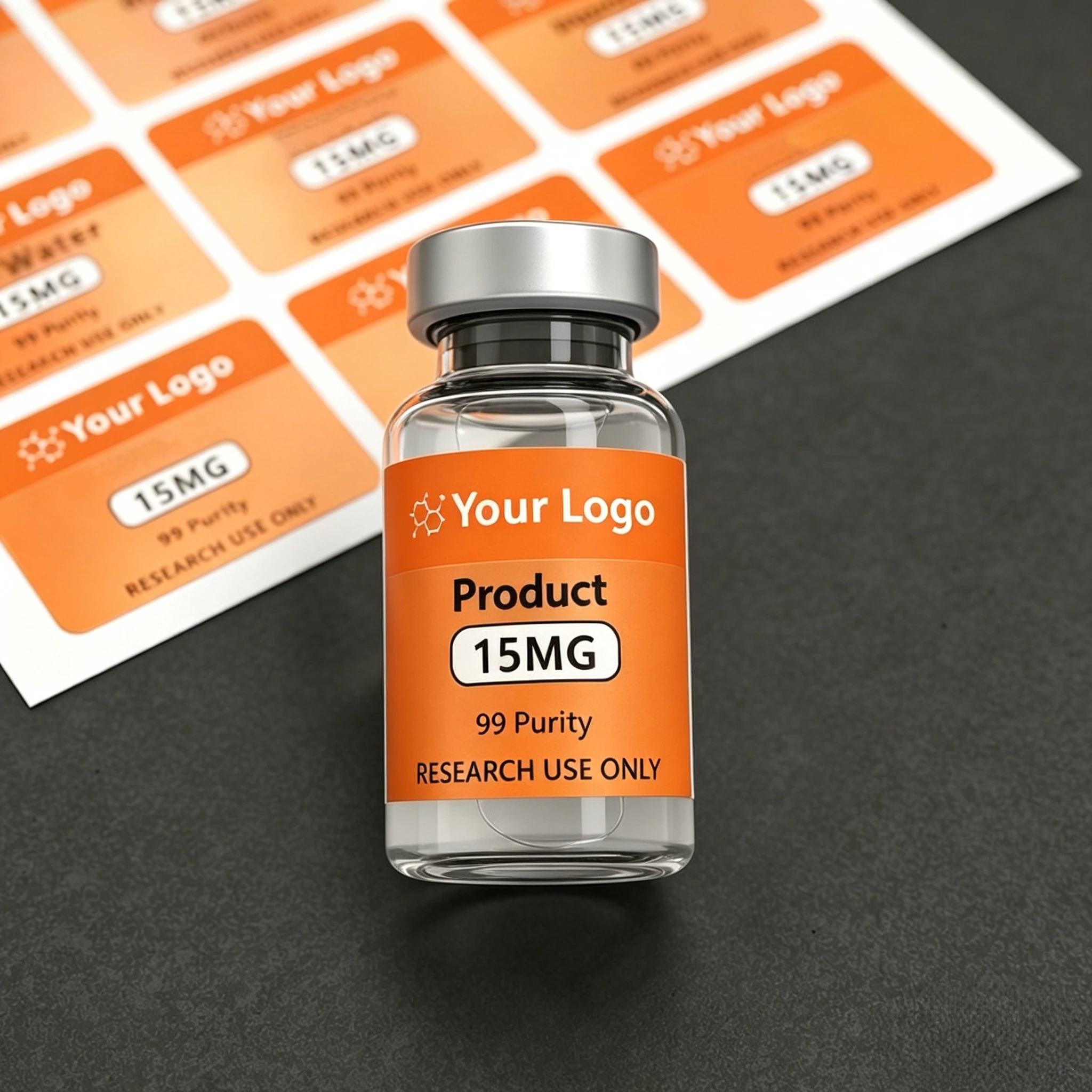 Wholesale Custom Peptide Bottle Stickers Waterproof Vinyl Labels Free Design for Beauty Fitness Industry