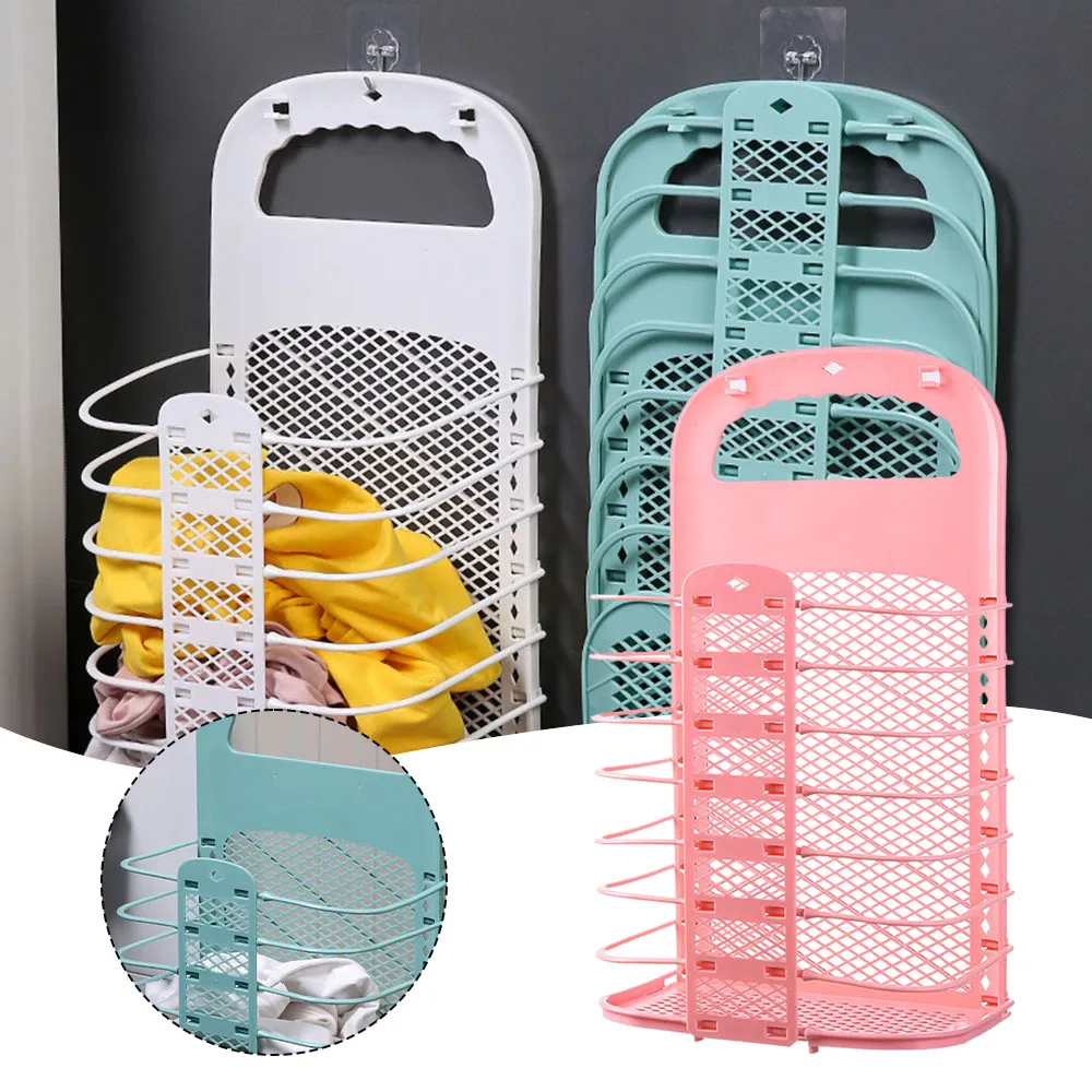 

Folding Laundry Basket Hangable Clothes Storage Basket For Bedroom