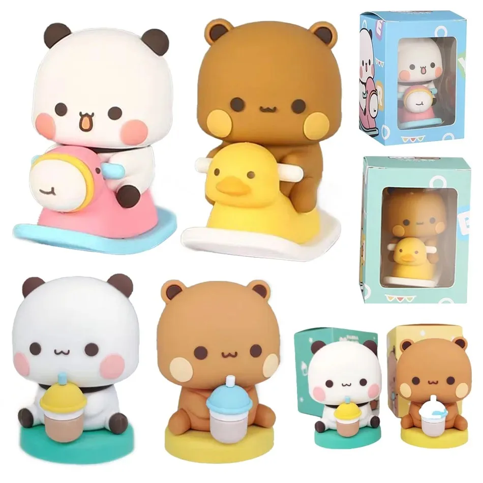 /Fau Kawaii Bubu Dudu Panda ours Figure dessin animé passionnant ours miniature à collectionner Animal jouet poupée ornement maison Derocation..
