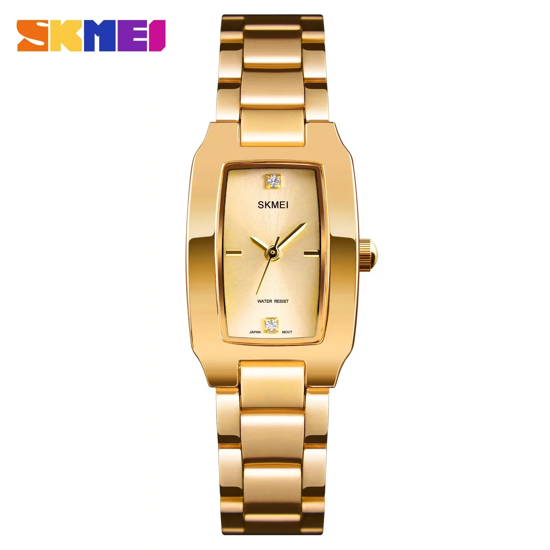 Skmei-Montre de luxe à quartz pour femmes, décontractée, argent, biscuits, étanche, mode fine, 1400