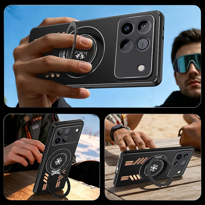 Alloy Ring Kickstand For Magsafe Copper Case For Huawei Mate 80 Pro Max Heat Dissipation Cooling Hard Cover Mate 70 60 Pro Plus