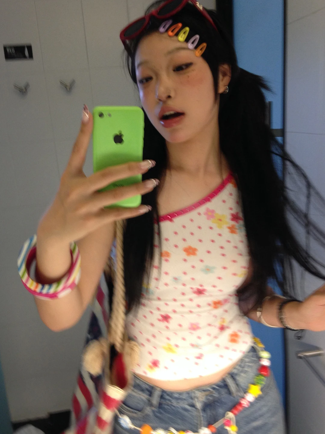 Genayooa Y2k Japońskie Tank Topy Damskie Patchworkowe Bez Rękawów z Nadrukiem Kwiatowym Bluzki z Odkrytymi Ramionami Camis Topy Nieregularne Letnie T-shirty