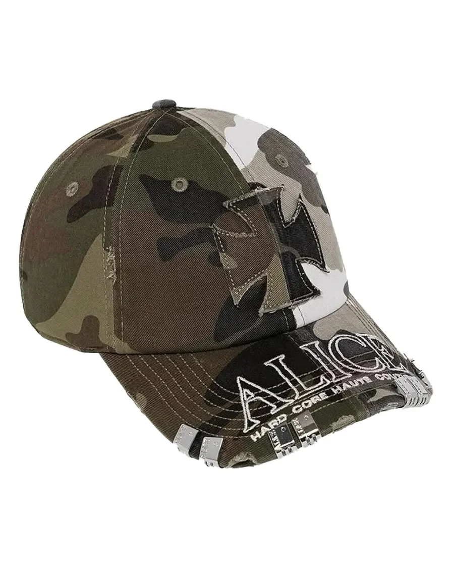Ali hollywood camouflage splicing washed sticker embroidery cap