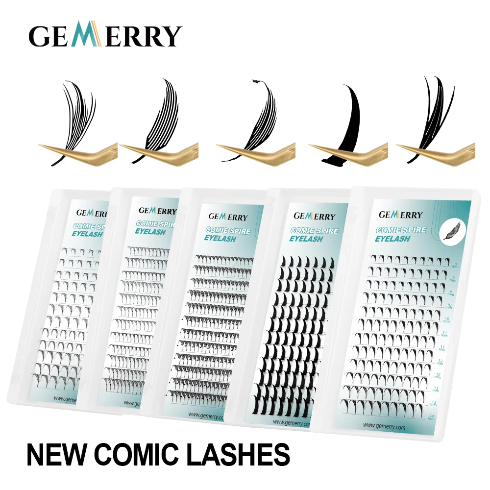 240 Fans Comic Spire lashs D-Curl premade manga feather fairy shape eyelash extension cosplay Cosmetics individual Makeup Tools