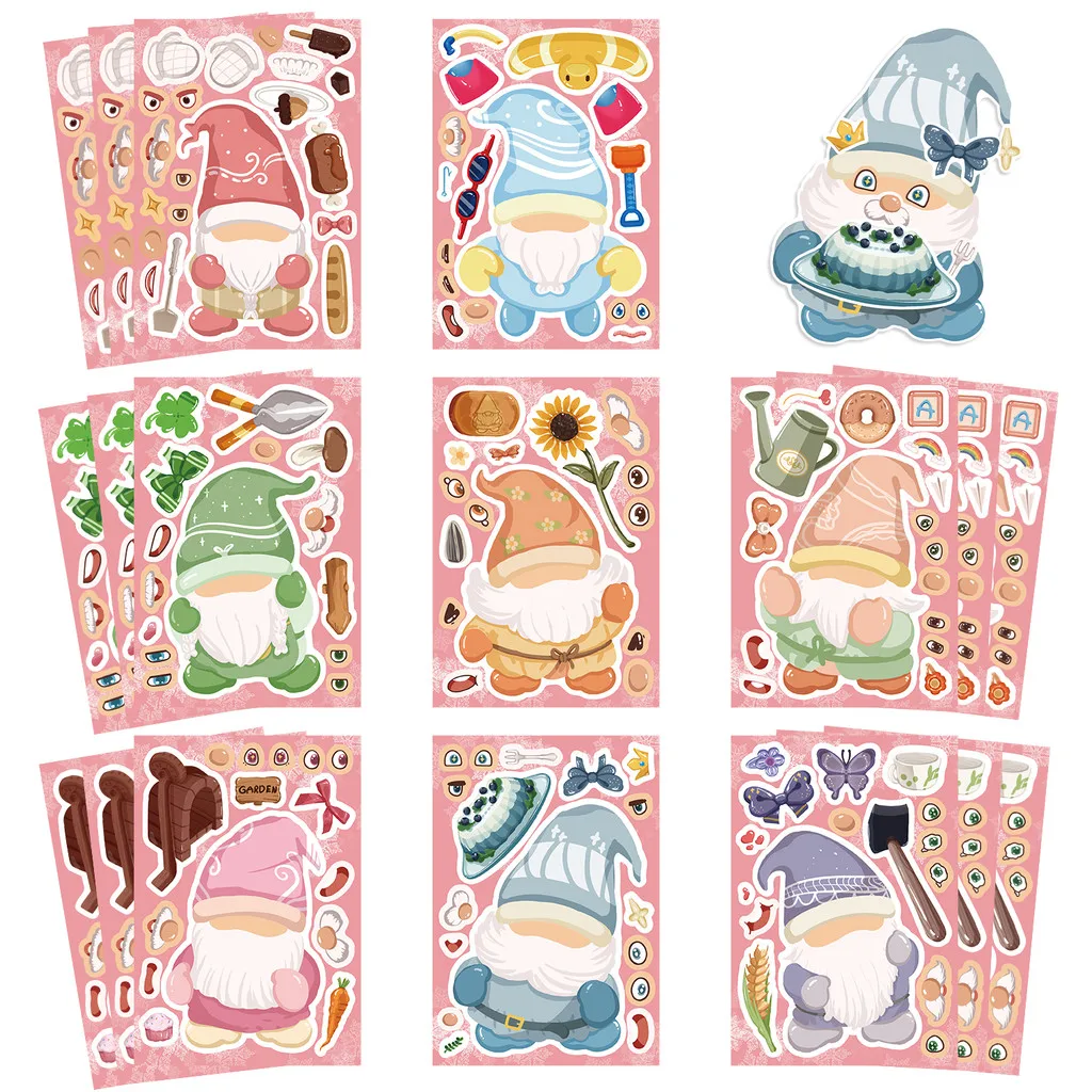 Christmas DIY Face Collage Stickers 8 Sheets Santa Cartoon Cutout Decals for Gift Packaging Decor RecordingYourLife Store
