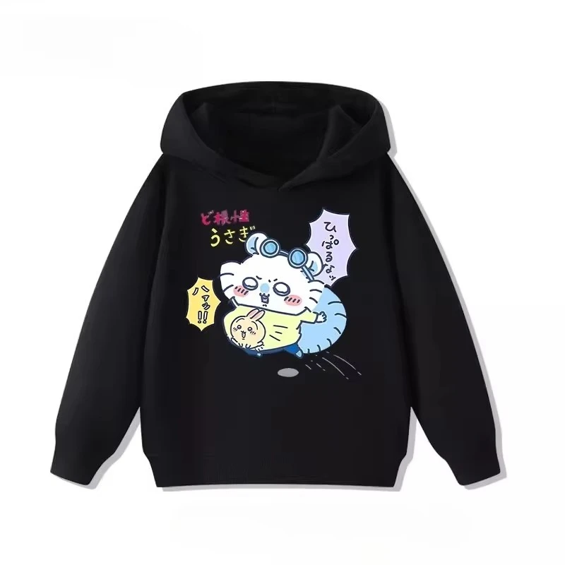 

Модная теплая толстовка с капюшоном, новинка 2025 года, Kawaii Chiikawa, креативный принт, мужская и женская толстовка с капюшоном, детская осень и зима