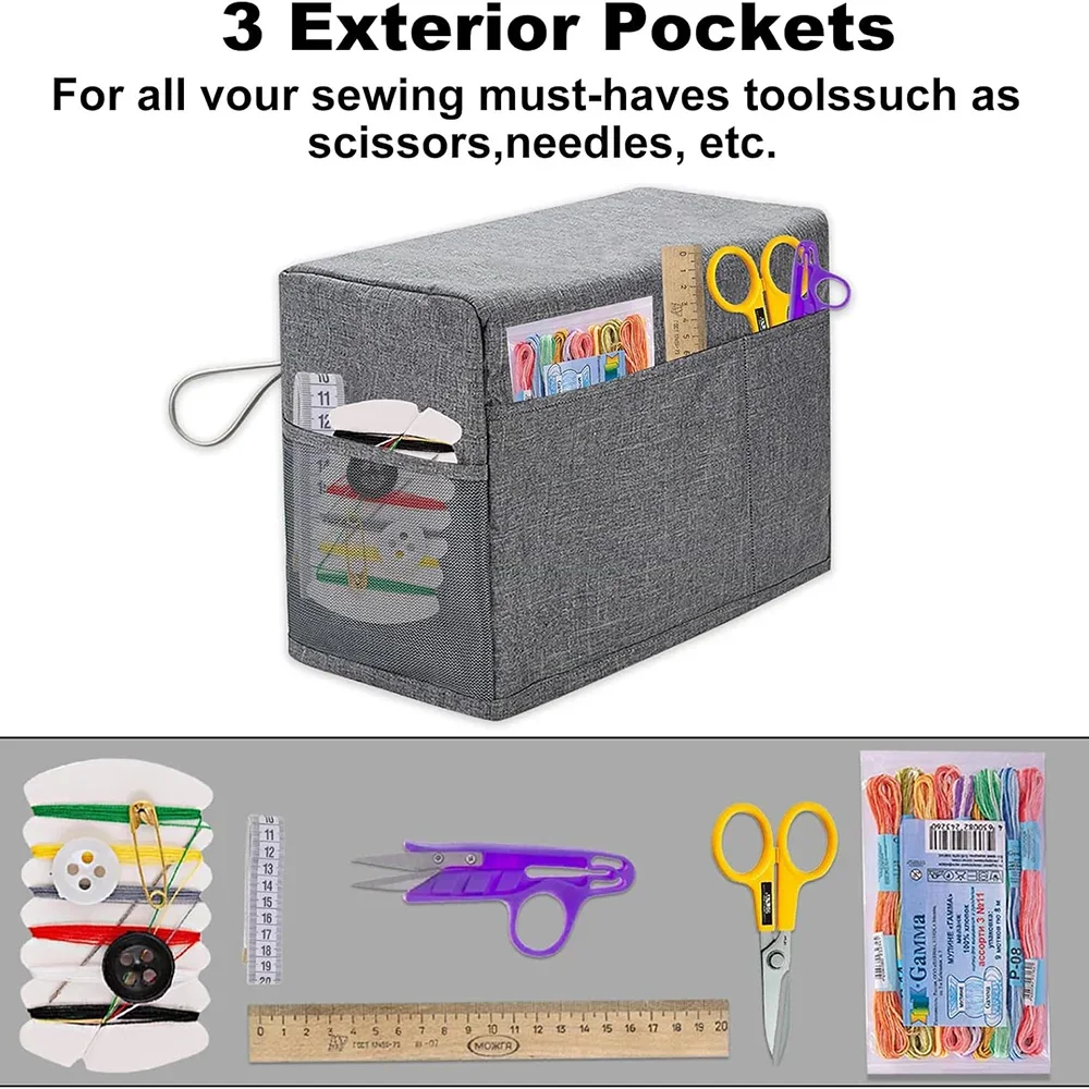 غطاء ماكينة الخياطة العالمي مع جيب تخزين ومقابض جانبية، غطاء غبار واقي لمعظم ماكينات الخياطة القياسية