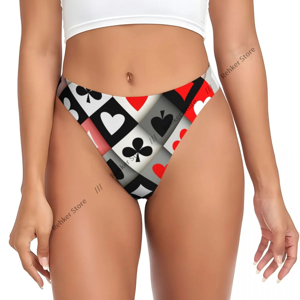 Women's Panties Poker Card Suits Pattern Underwear Sexy Thongs Lingerie G-Strings