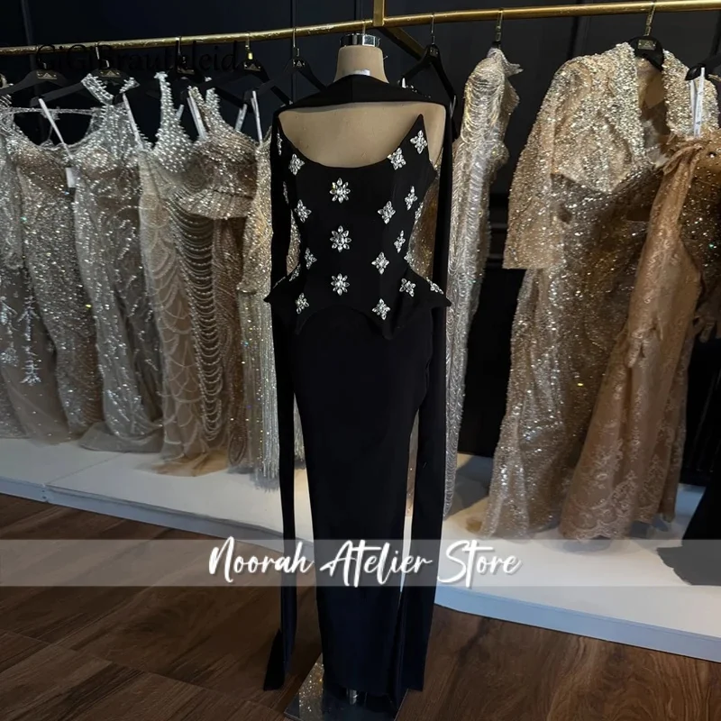 

Fancy Rhinestones Evening Dresses for Women Strapless Column Corset Formal Party Gown Vestido de formatura Customized