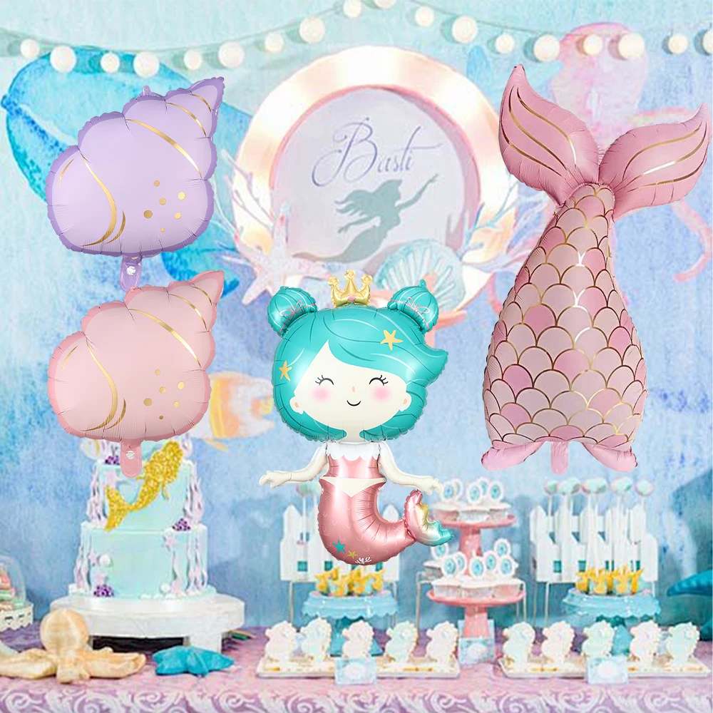 1/3 Stück Seestern-Ballons Aufblasbare Muschel-Meerjungfrauenschwanz-Folienballons Ozean-Babyparty Geburtstag Unterwasser-Party-Dekoration – Detail 4
