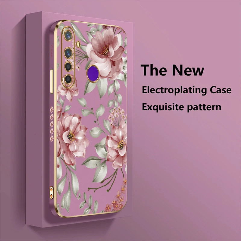 Phone Case For OPPO Realme V5 Q5 Q3i Note 60 GT Master Neo 3 2 Pro X X7 Pro V25 V13 Fashion Flower Plating Soft Silicone Cover