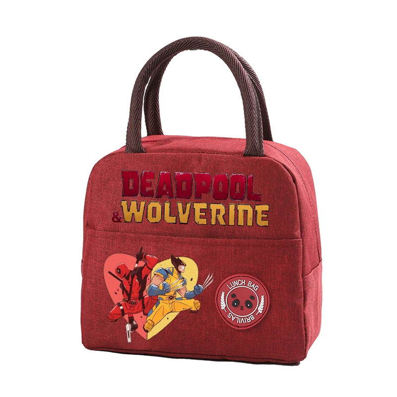 Deadpool & Wolverine Marvels Lunch Bag for Kids New Anime Insulated Cooler Handbag School Office Food Bento Pouch Children Gift