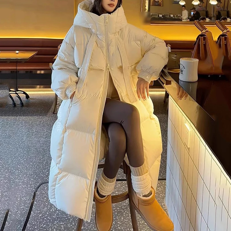 

Новые женские пальто с капюшоном, пуховая хлопковая куртка, зимние толстые парки, длинная верхняя одежда, шикарная корейская модная ветрозащитная повседневная верхняя одежда Y2K