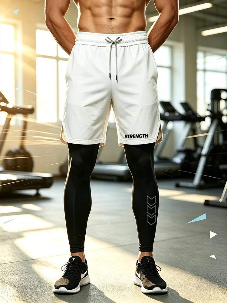 Men's Sport Pants 2in1 Training Athletic Tracksuits Sportswear Workout Male Jogging Trousers Gym Fitness Running Pants Mendf0600