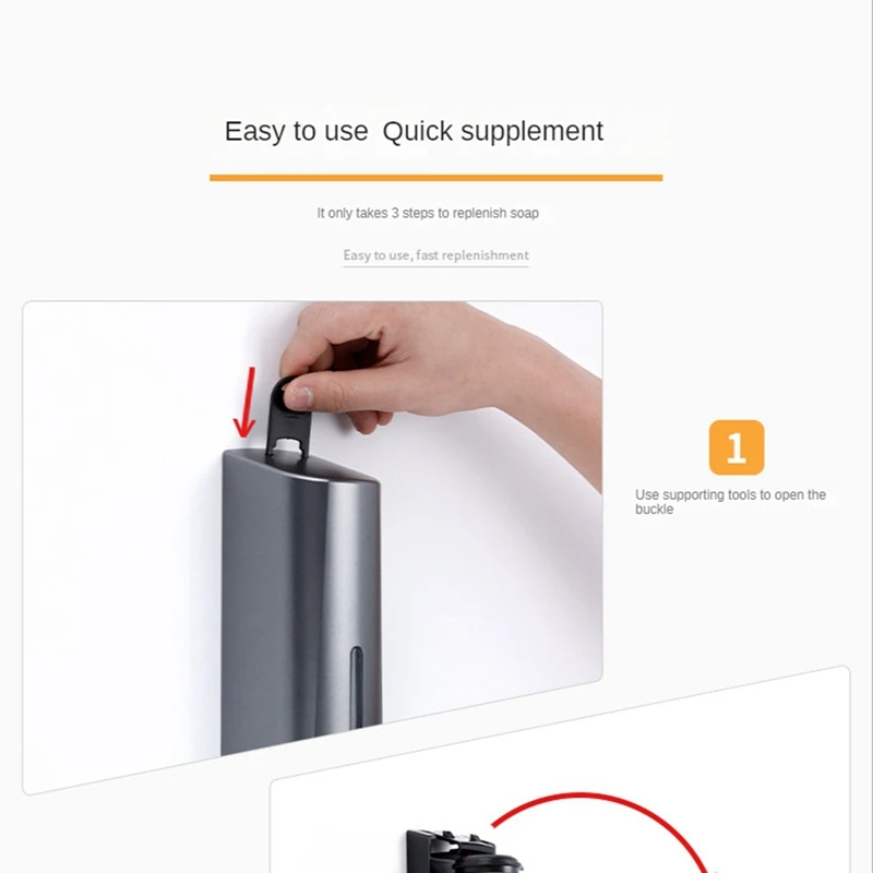 Dispensador de jabón Manual montado en la pared, 300ML, fácil de instalar, fácil de usar para baño, oficinas, restaurantes y hoteles