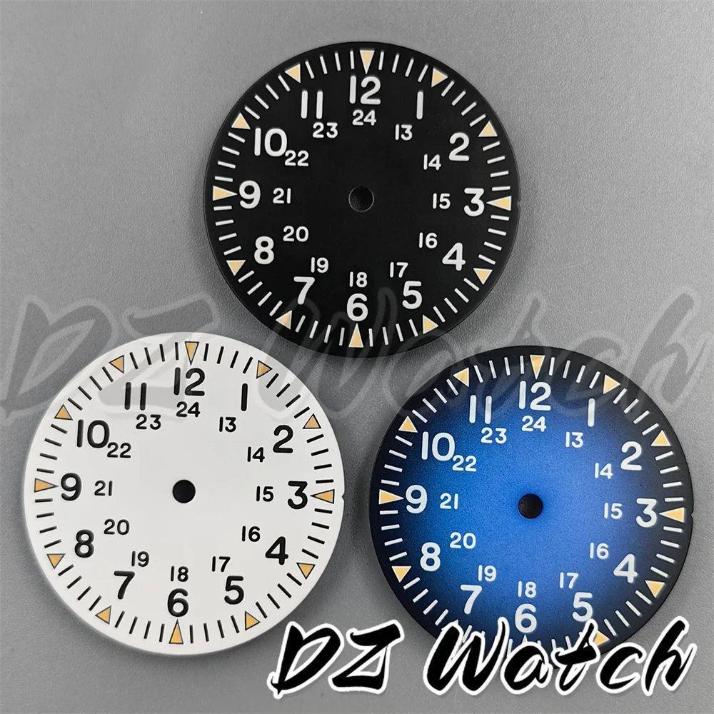 DZ 29mm Beide Index Watch Dial Black White Blue Dial With Hands Green Luminous Fit NH35 NH36 ETA2824 PT5000 MIYOTA8215 Movement