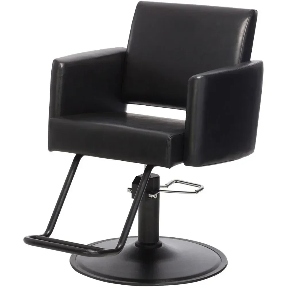 

Salon Styling Chair - Modern Chair for Hair Stylists - Premium Black Vinyl, Inclined Open Seat-Back