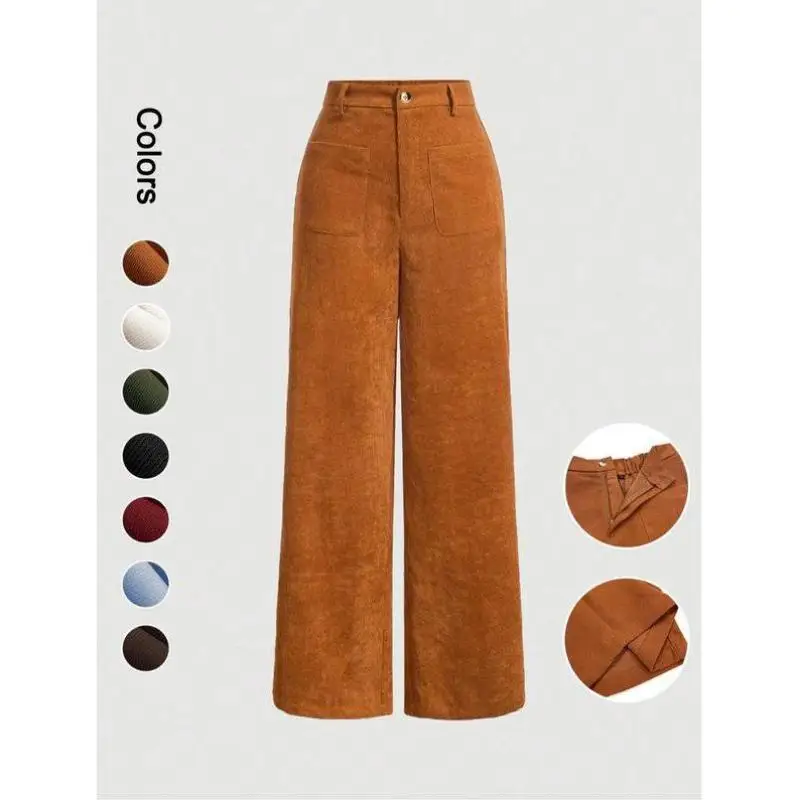 

Cross-Border New Men's Casual Pants Women's Flat Pattern ket Button Straight Leg Umbrella Soldier Pants PVC Material ex