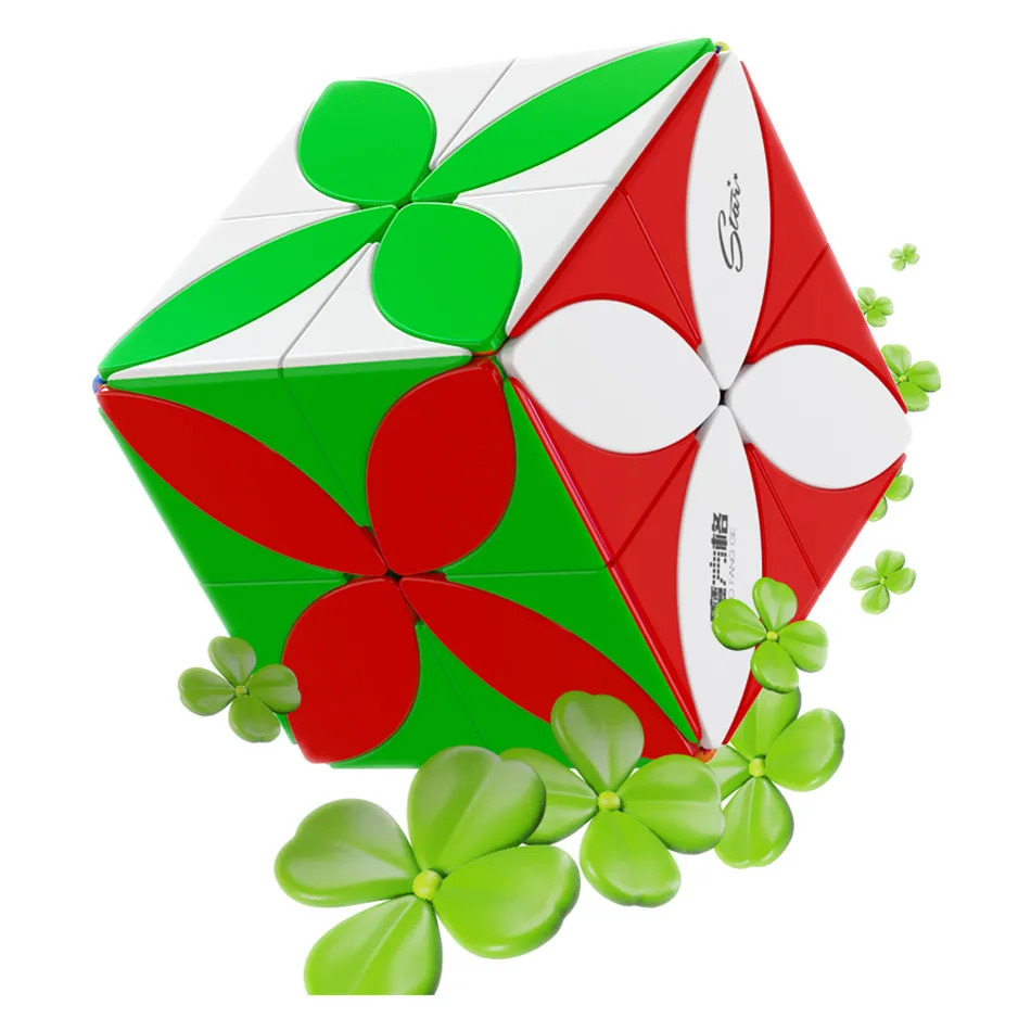 New Qiyi Fun Four Leaf Clover Magic Cube Stickerless Special Shaped Magic Cube Fun Idea Puzzle Cubo Magico Creative Toys Gifts