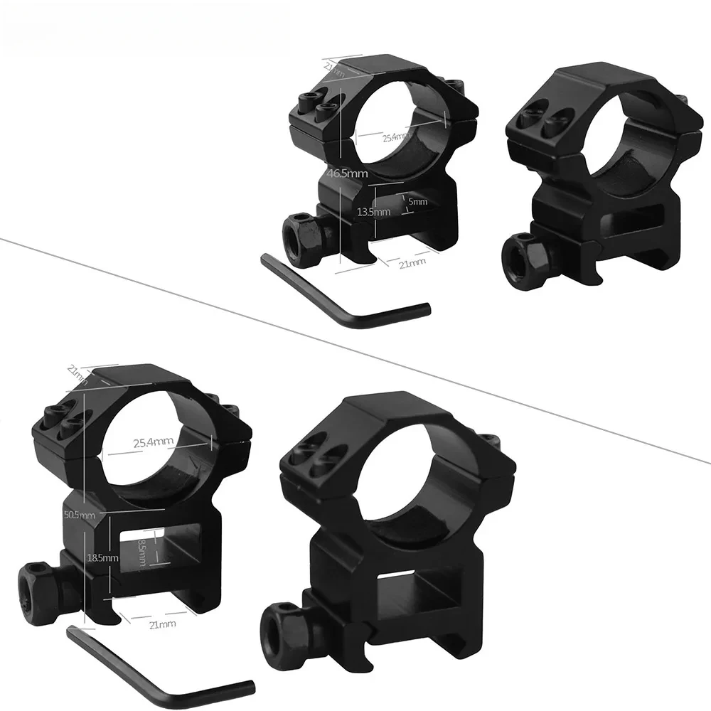 

For VULPO 2pcs/lot 25.4mm Ring Double Screws High & Low Scope Mounts For 21mm Picatinny Rail Mounts Hunting