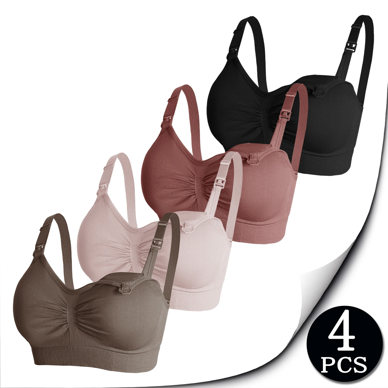 

4 шт. бюстгальтера для кормления беременных и послеродового периода, однотонный бюстгальтер для кормления двойного назначения без стального кольца