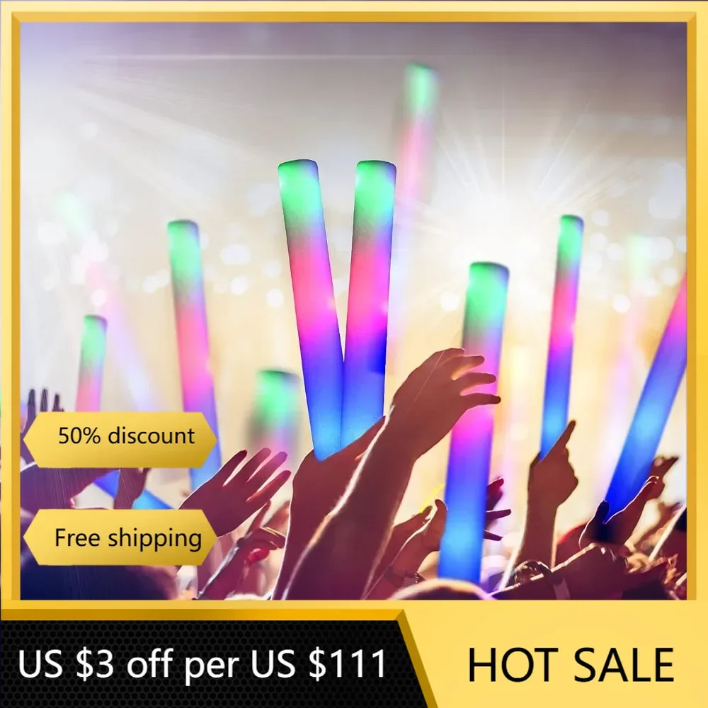 

150 Pcs Glow Sticks Bulk-LED Foam Sticks Glow in The Dark Party Supplies,Foam Glow Sticks for Wedding, Party Supplies