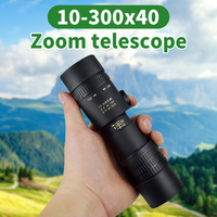 Portable Monocular Telescope 10-300X40 High Zoom Bak4 Prism IPX4 Waterproof For Camping Travel Hunting Hiking Concert