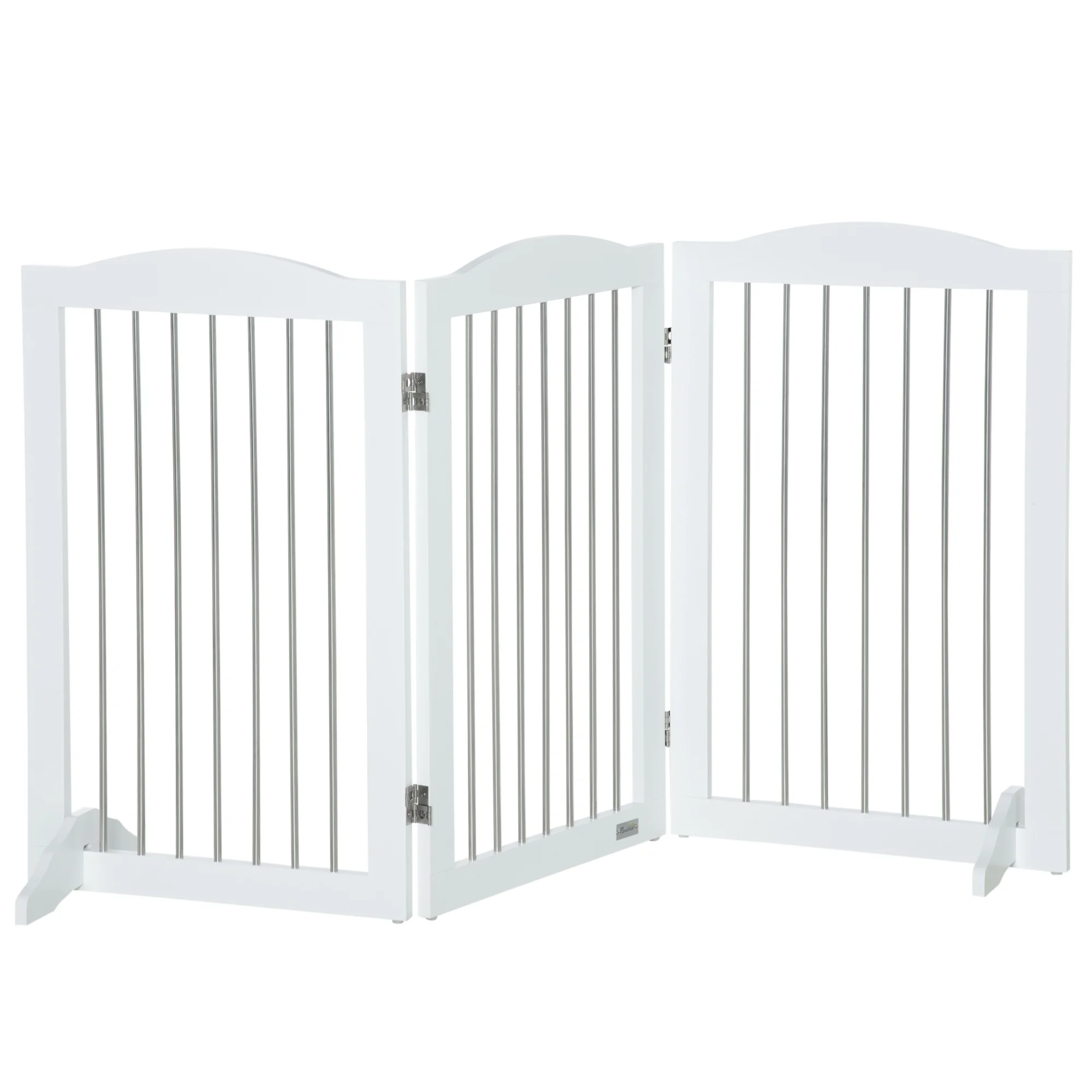 PawHut security dog barrier for stairs and doors 154x30x80 cm folding dog fence with stand stand for interior use white