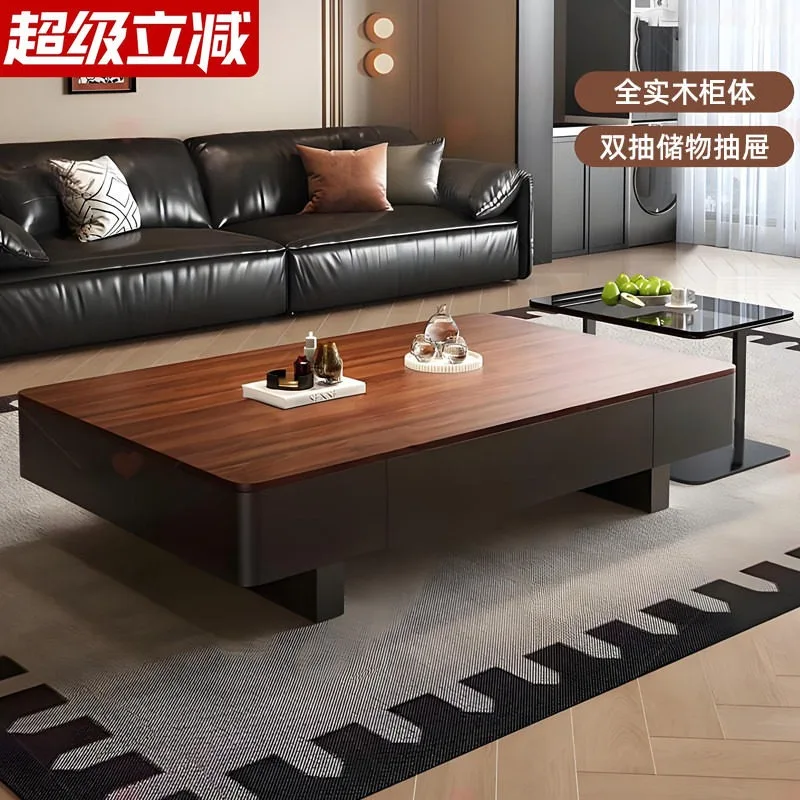 Medieval coffee table living room home 2026 new simple light luxury high-end tea table small apartment solid wood coffee table