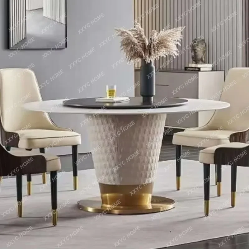 C  minimalist marble dining table household large round dining table