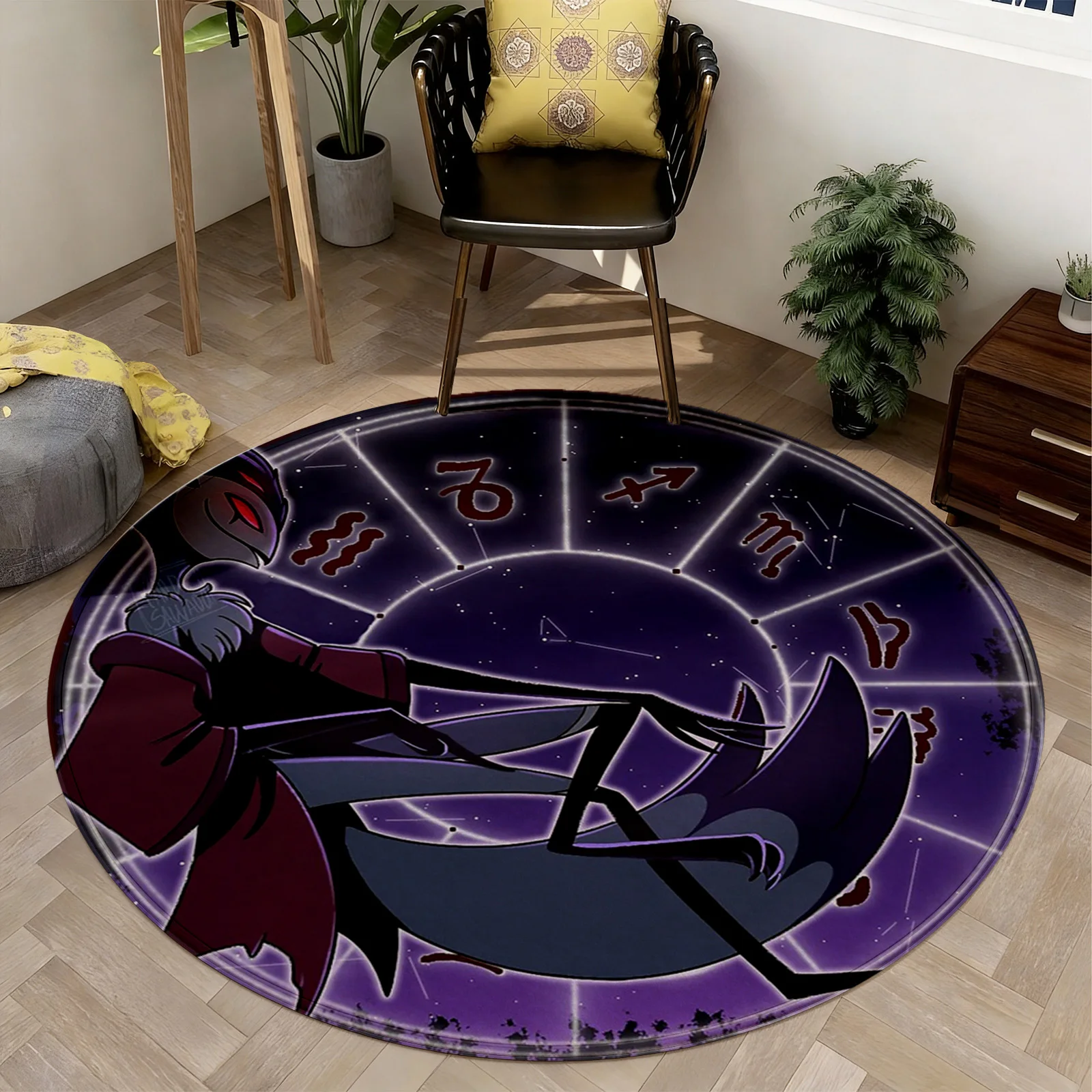 Round Zodiac Constellation Rug Mat Astrology Carpet for Celestial Zodiac Lover Home Decor Living Room Area Rug