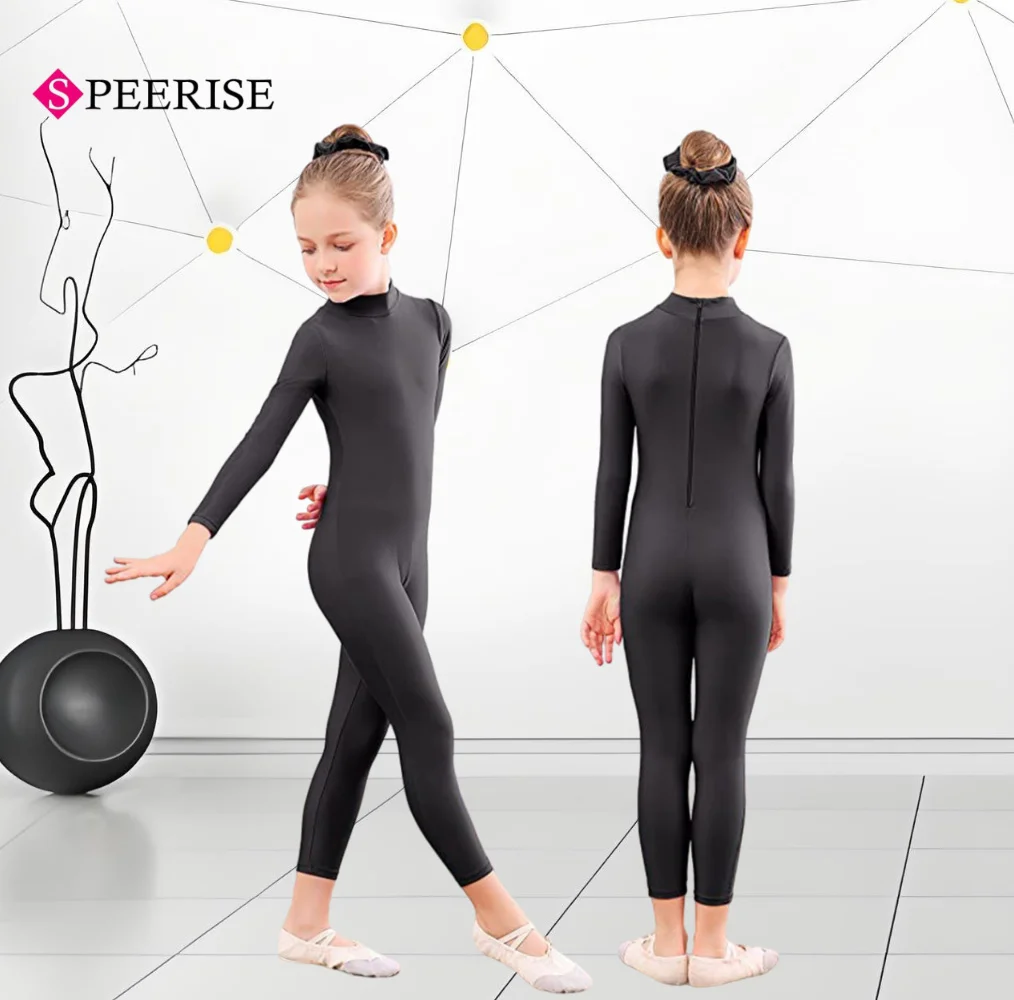 أطفال طويلة الأكمام عالية الرقبة يوتار الباليه Dancewear الجمباز بذلة أداء المرحلة ارتداء أزياء الهالوين Cosplay