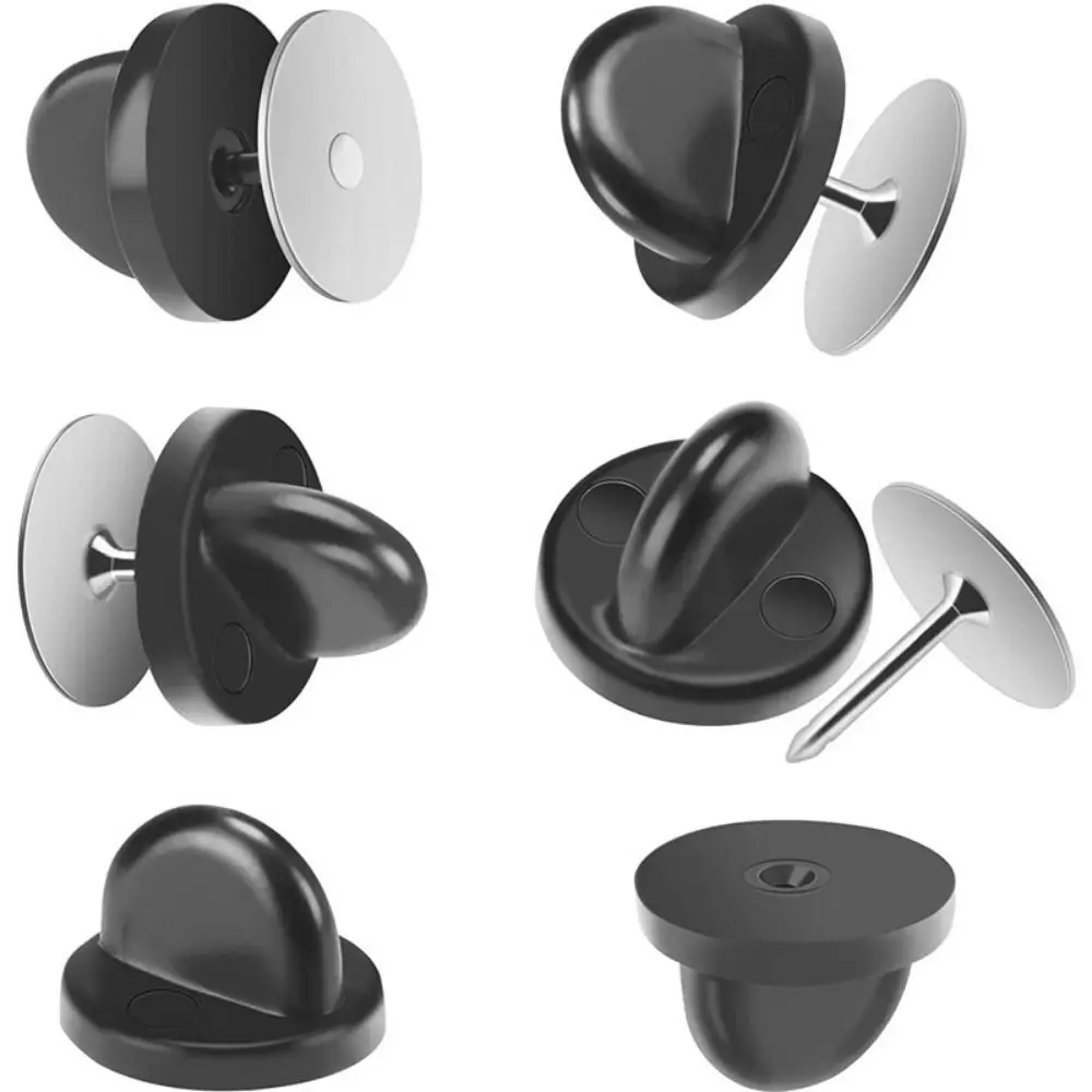 

80Sets Metal Pin Butterfly Clutch Secure Clasp Locking Mechanism Rubber Pin Backs Half Round Handle Easy To Use Lapel Pin Holder