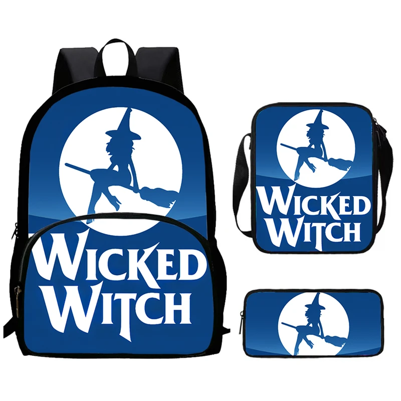 マジックバッドウィッチの3点セット 学生パッチポケットバッグ ショルダーバッグ ペンケースセット 男の子と女の子のバックパック 文具箱 クロス