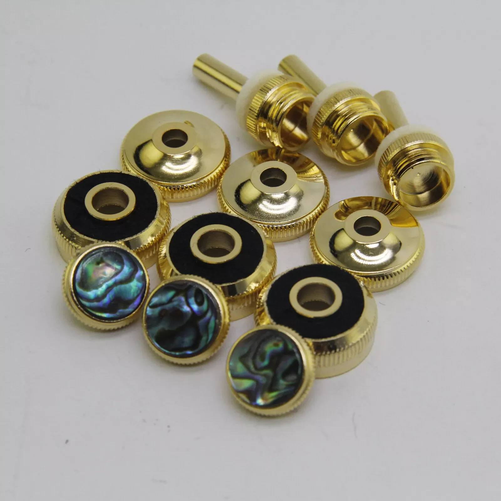 Image 4: 1 ensemble de couvercles de piston de trompette Baja, clé de bielle, bouton en abalone doré